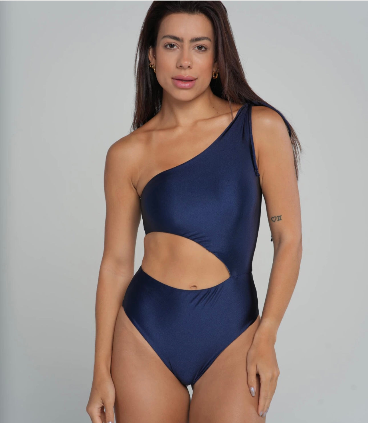 One Shoulder Swimsuit Navy Blue 83% Polyester, 17%Spandex
