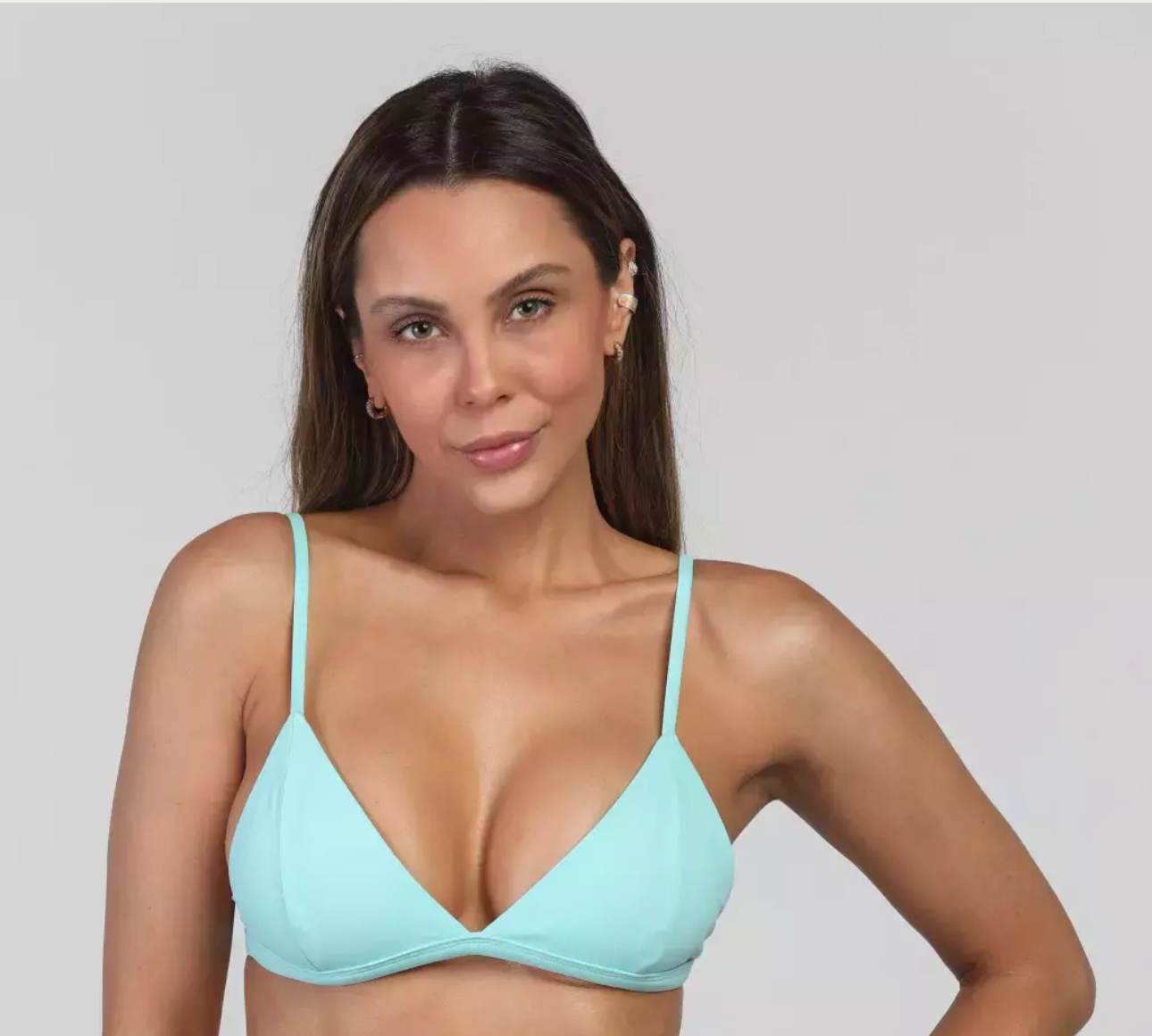 Aqua Green Plunge Bikini Set – Bold Stripes, Confident Fit & Summer Style