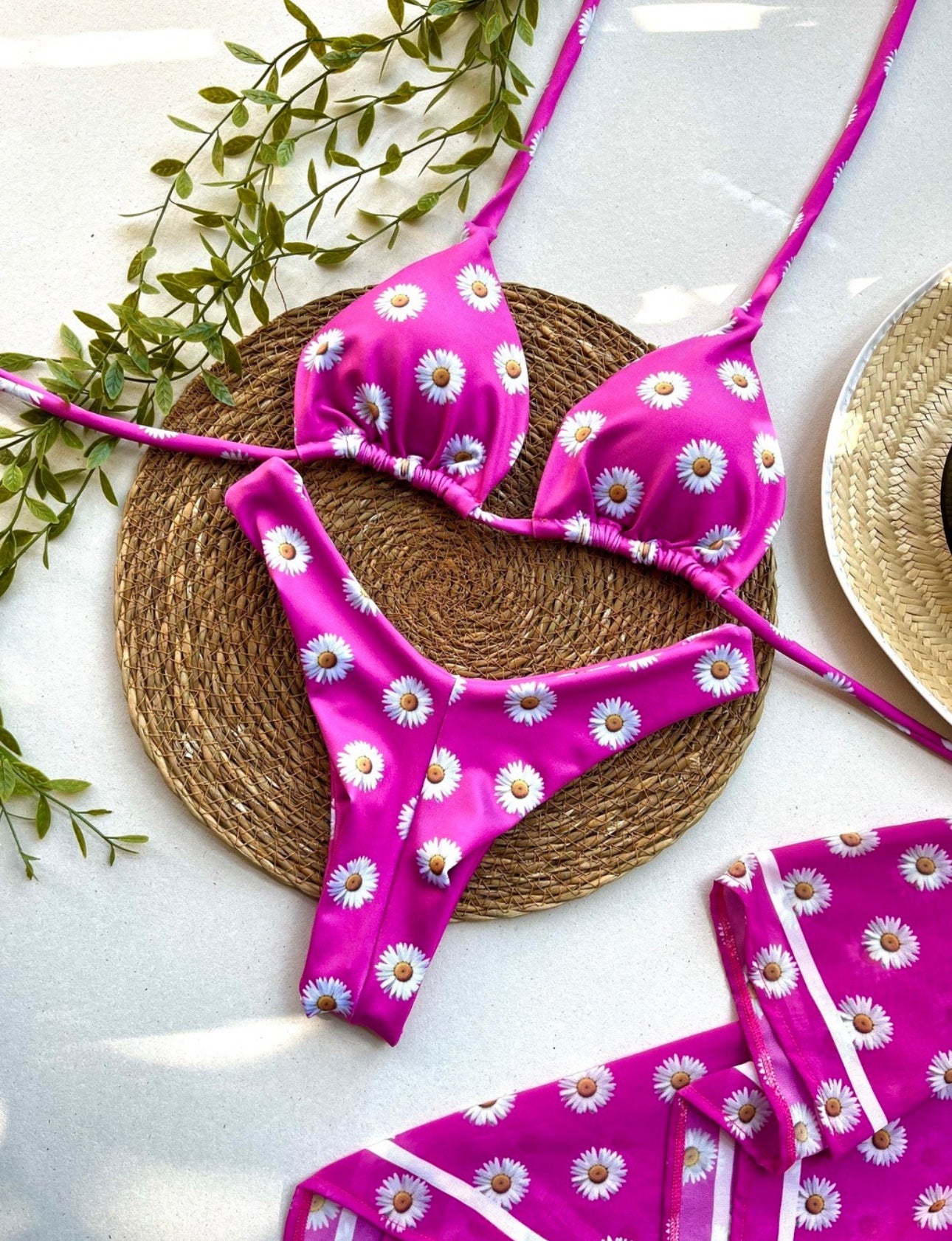 Daisy Print Triangle Bikini Set – Flattering Fit & Floral Vibes