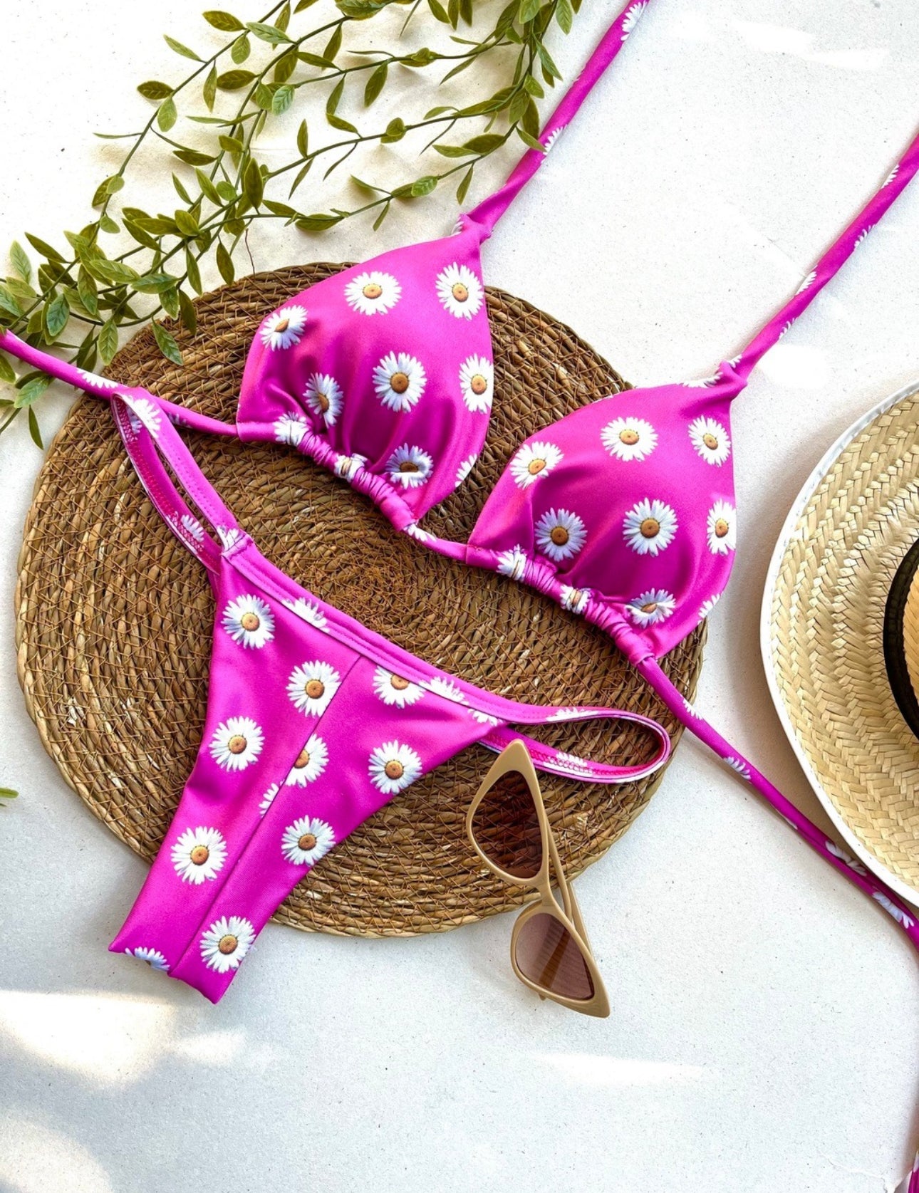 Daisy Print Triangle Bikini Set – Flattering Fit & Floral Vibes