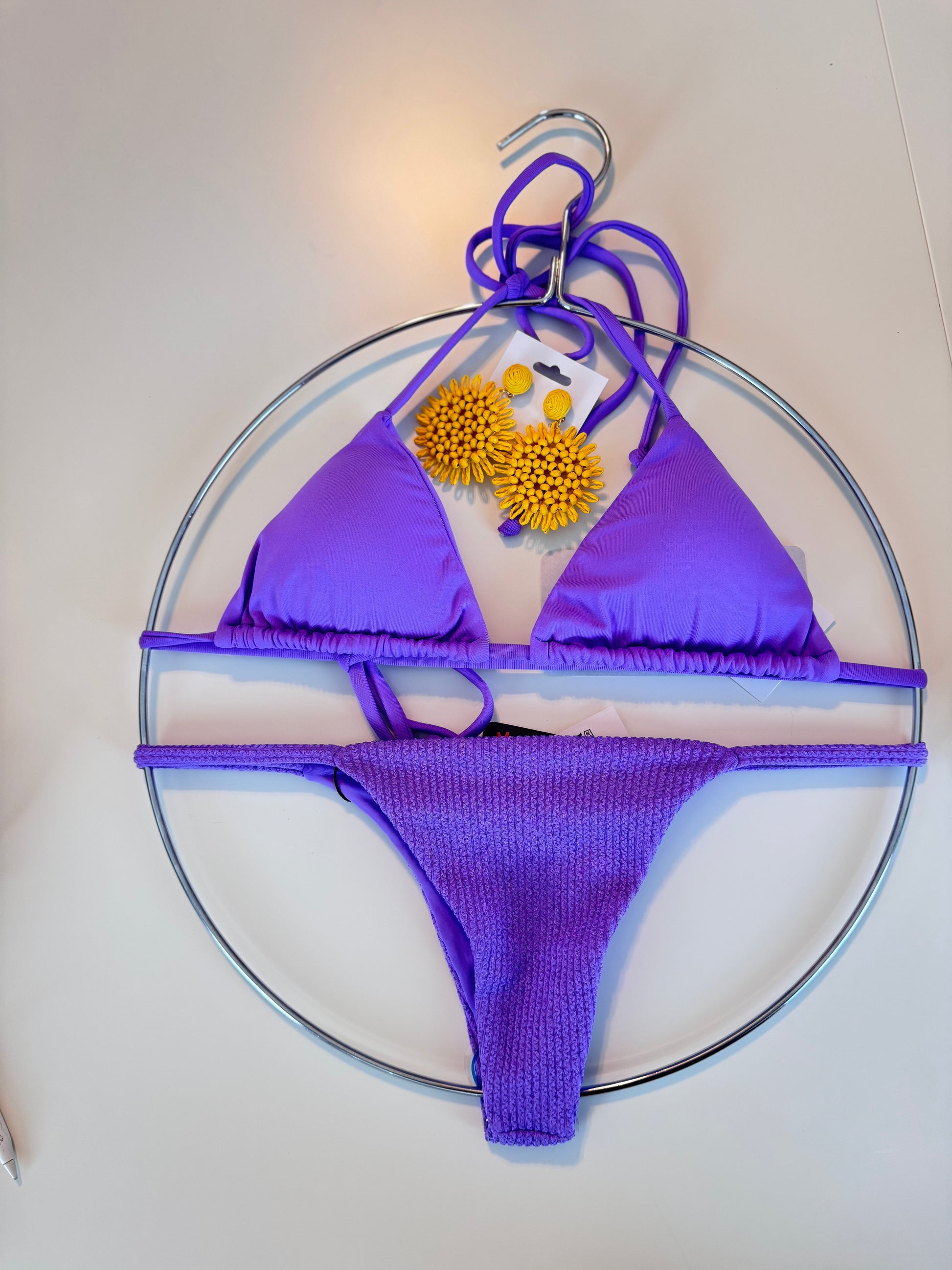 Lilac Triangle Bikini Top 90% Polyester 10% Spandex,Bikini Bottom 94%Polyester/6%Spandex.