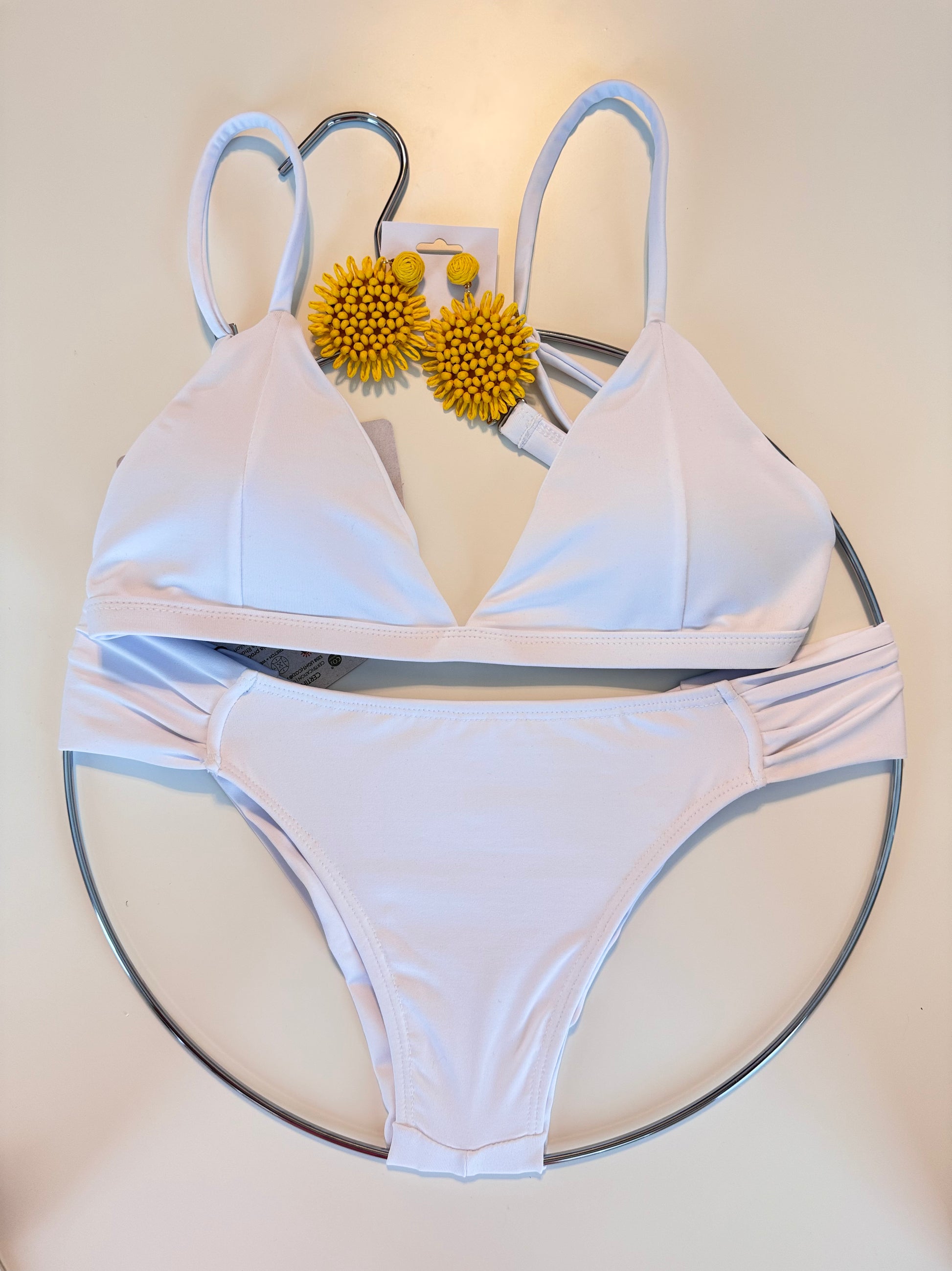 Bikini Triangle White Set 90% Polyester/10% Spandex