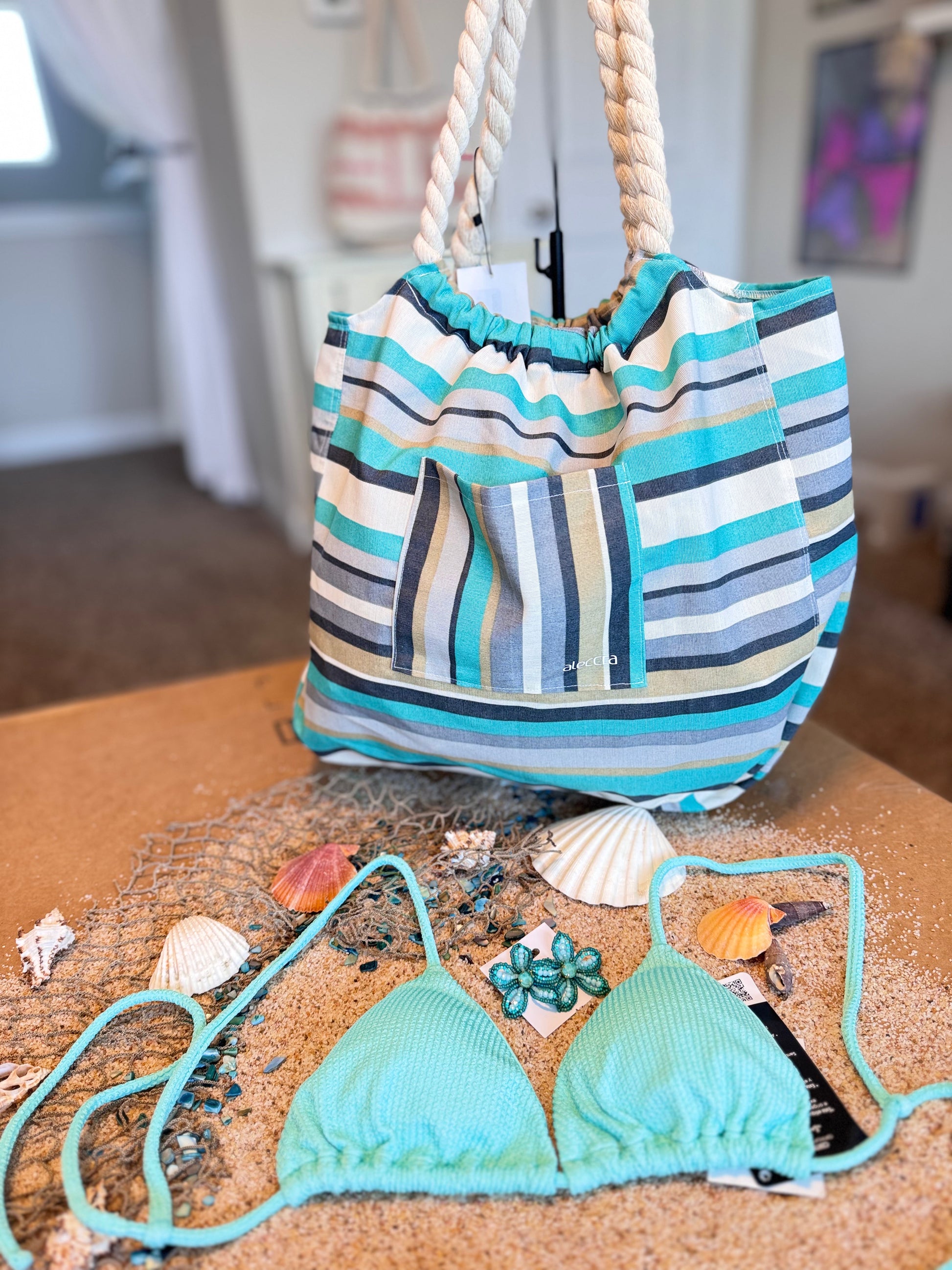 Textured Turquoise Crunch Bikini Top,90%Polyester & 10%spandex