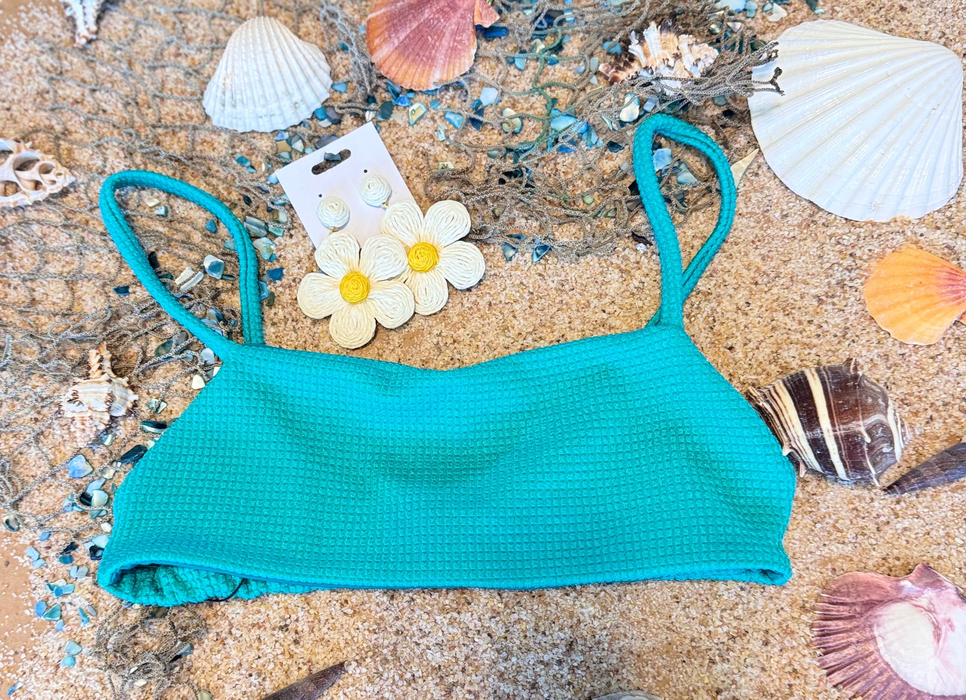 Bandeau Style Top Turquoise 94%Polyester & 6% Spandex