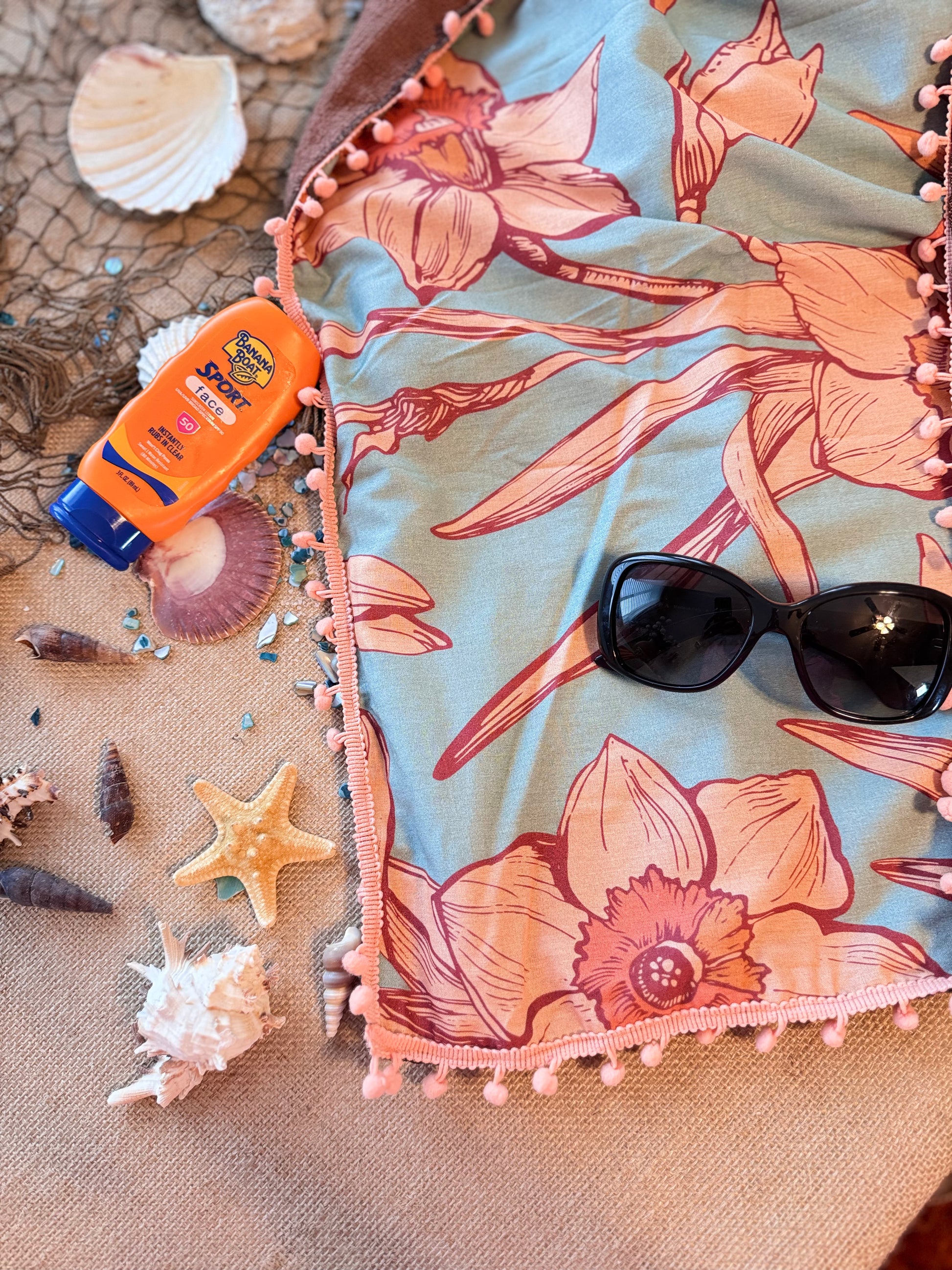 Flower Print Beach Towels & Wrap-Up
