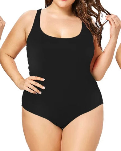 Ribbed One-Piece Swimsuit – Scoop Neckline, Full Coverage & Built-In Support