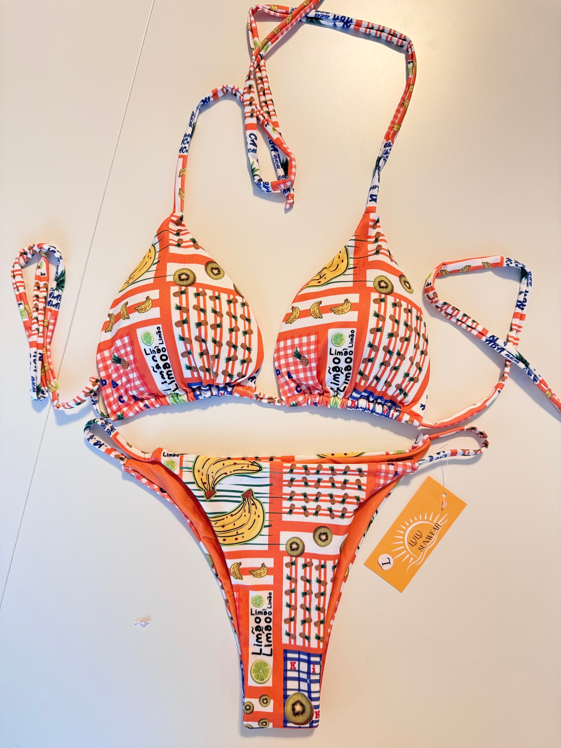 Tropical Fruits Triangle Bikini Set – Bright, Playful & Summer-Ready