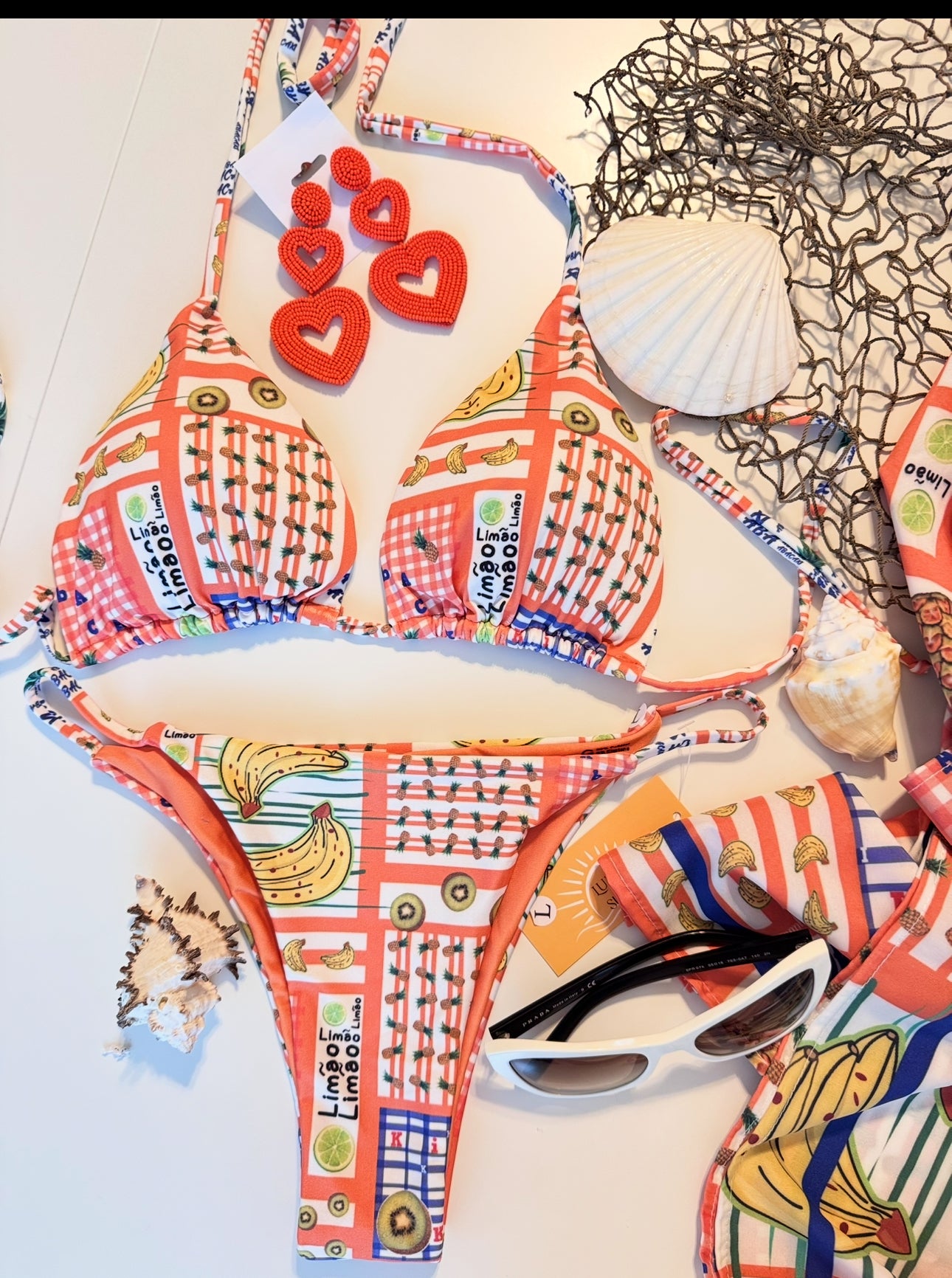 Tropical Fruits Triangle Bikini Set – Bright, Playful & Summer-Ready