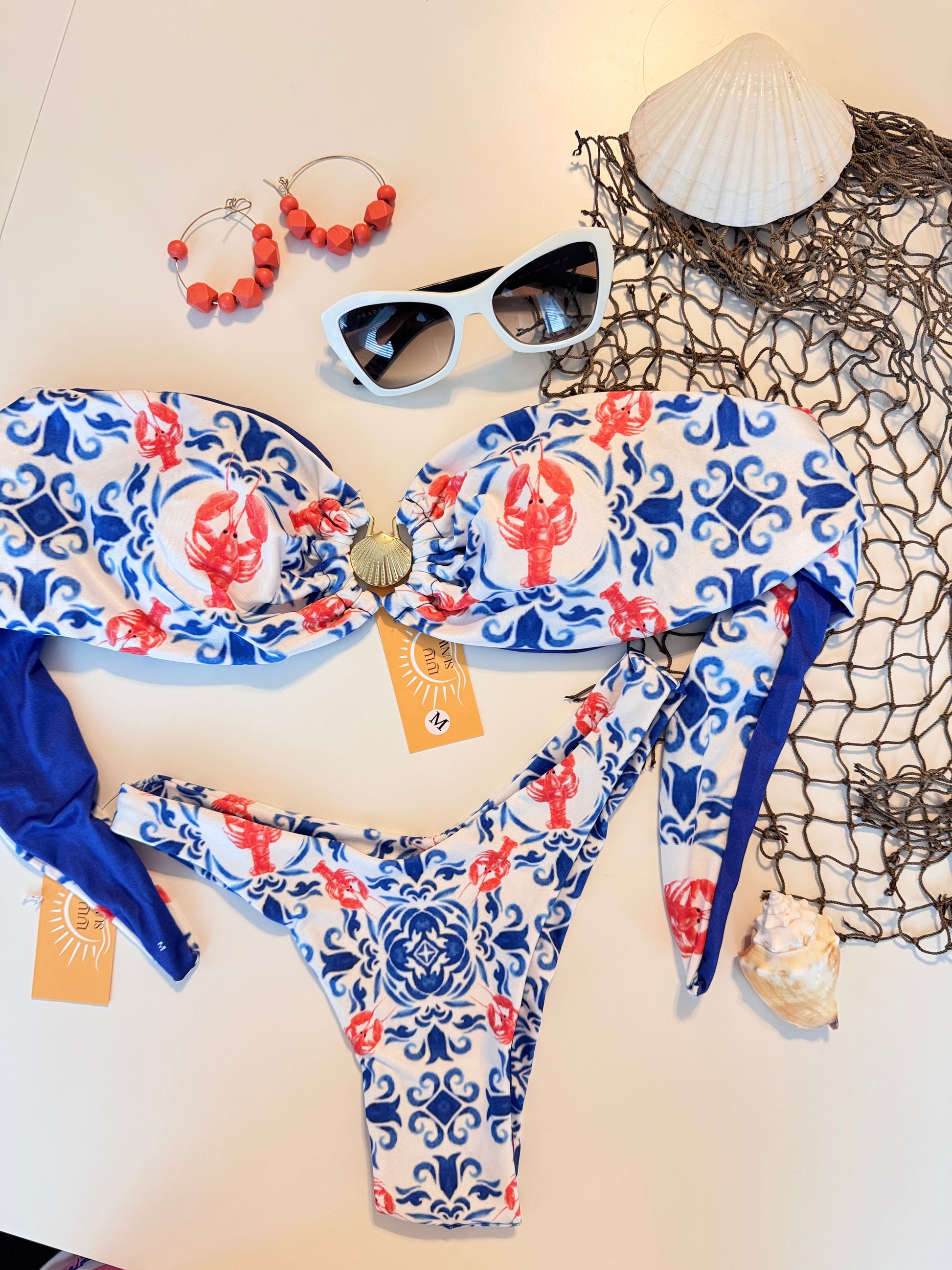 Scorpion Print Twisted Bandeau Bikini Set – Bold, Unique & Beach-Ready