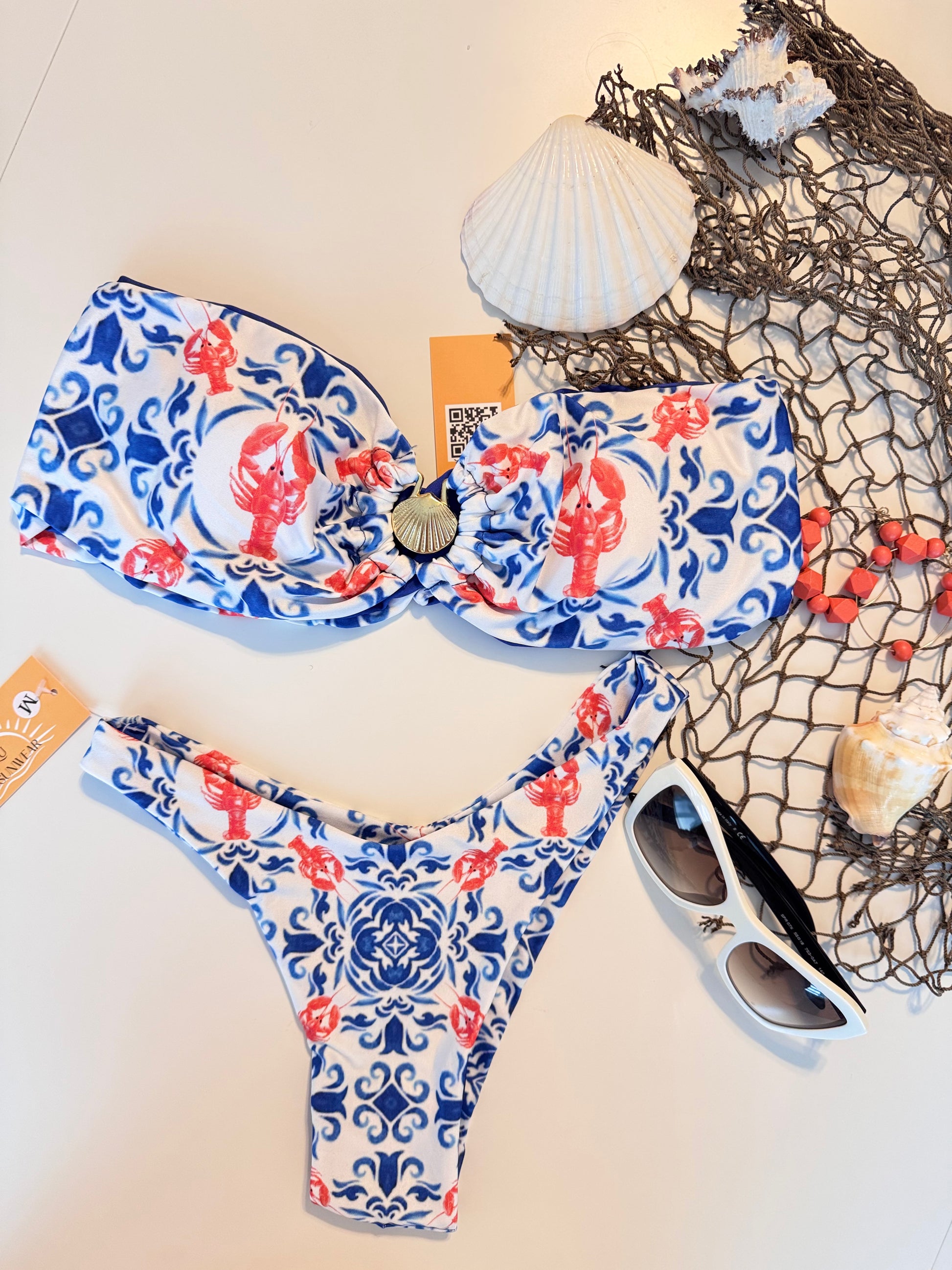 Scorpion Print Twisted Bandeau Bikini Set – Bold, Unique & Beach-Ready