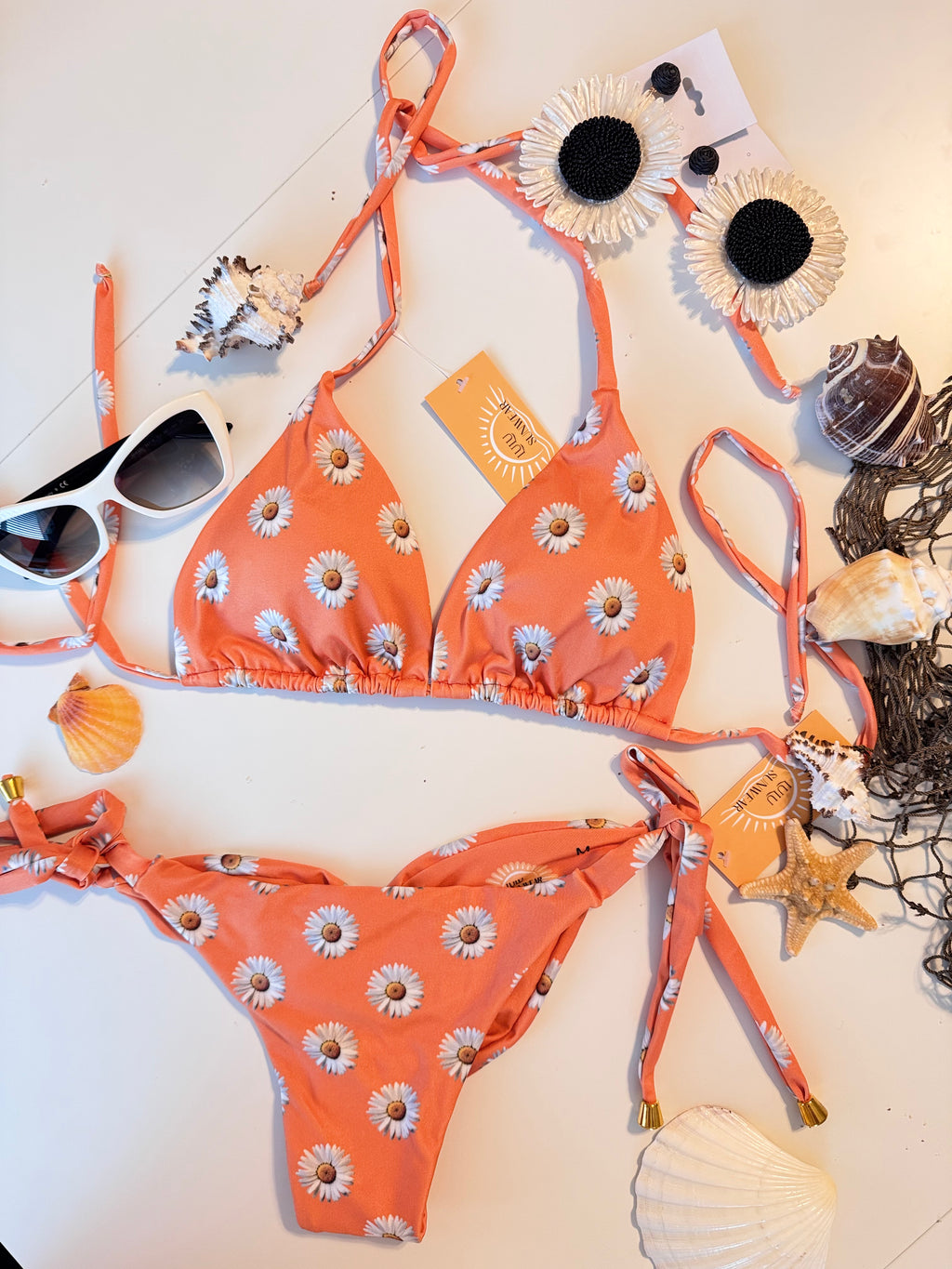 Daisy Flower Triangle Bikini Set – Light, Stretchy & Perfect for Summer