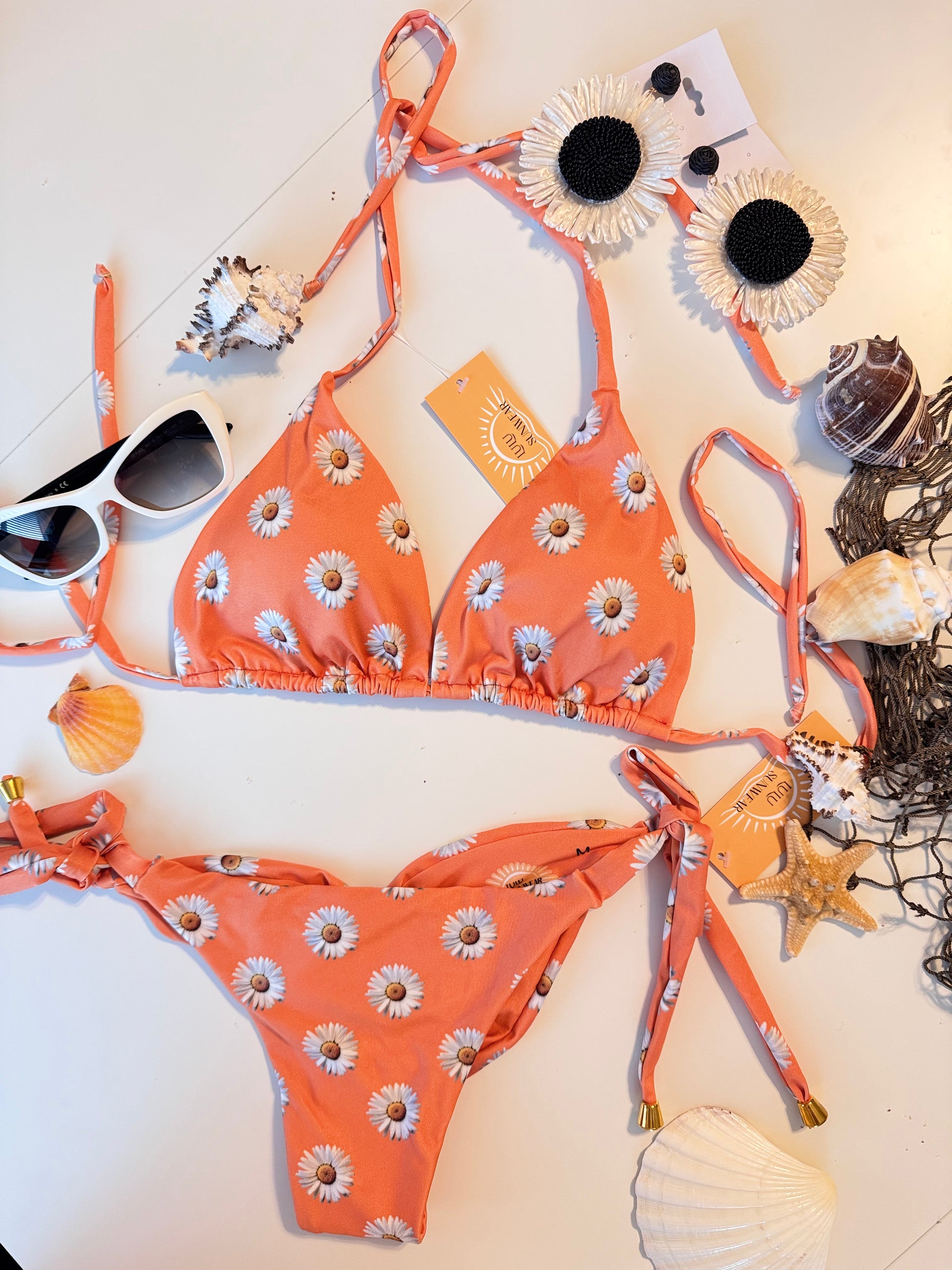 Daisy Flower Triangle Bikini Set – Light, Stretchy & Perfect for Summer