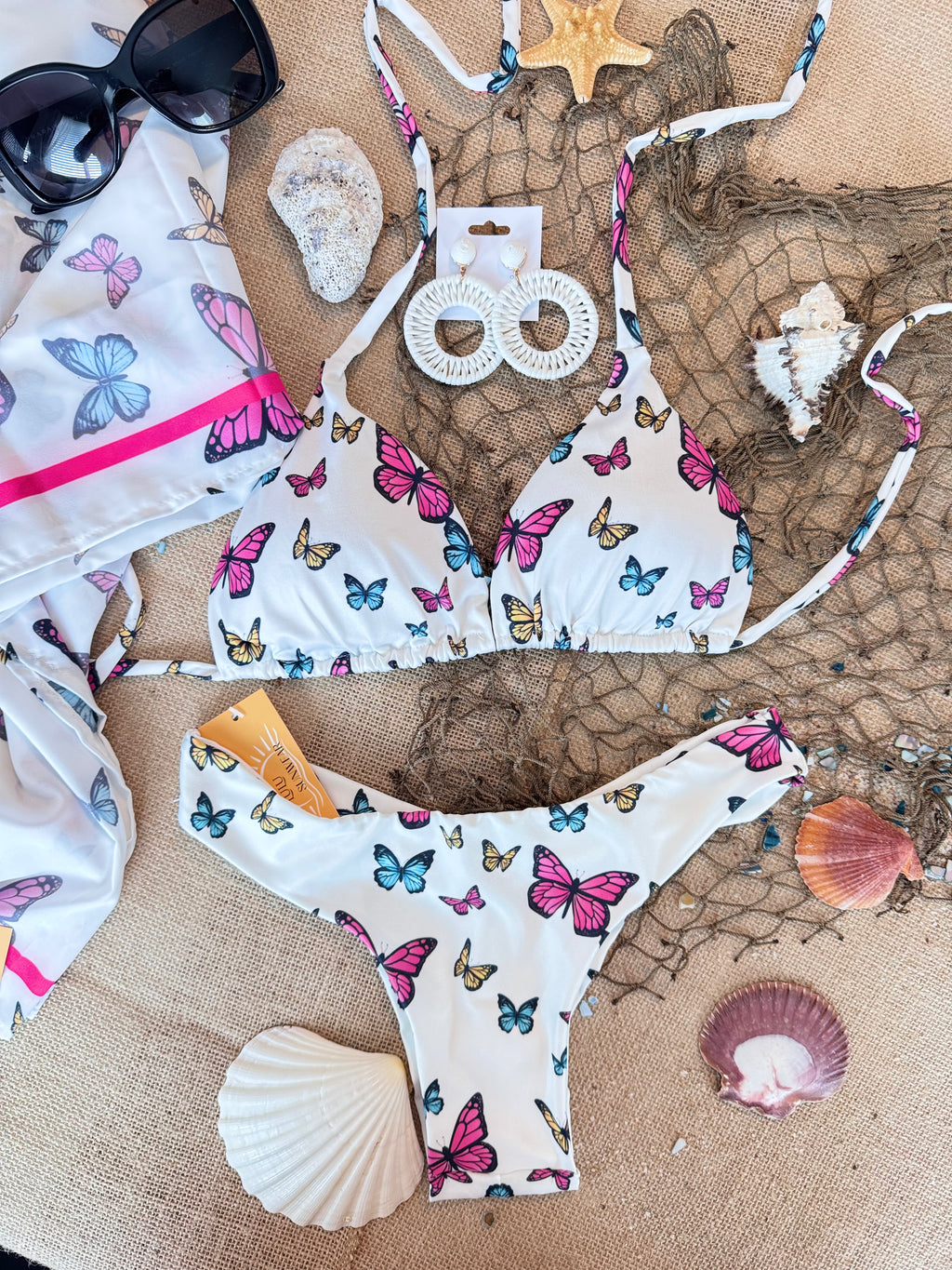 Butterfly Print Triangle Bikini Set – Playful, Stylish & Summer-Ready