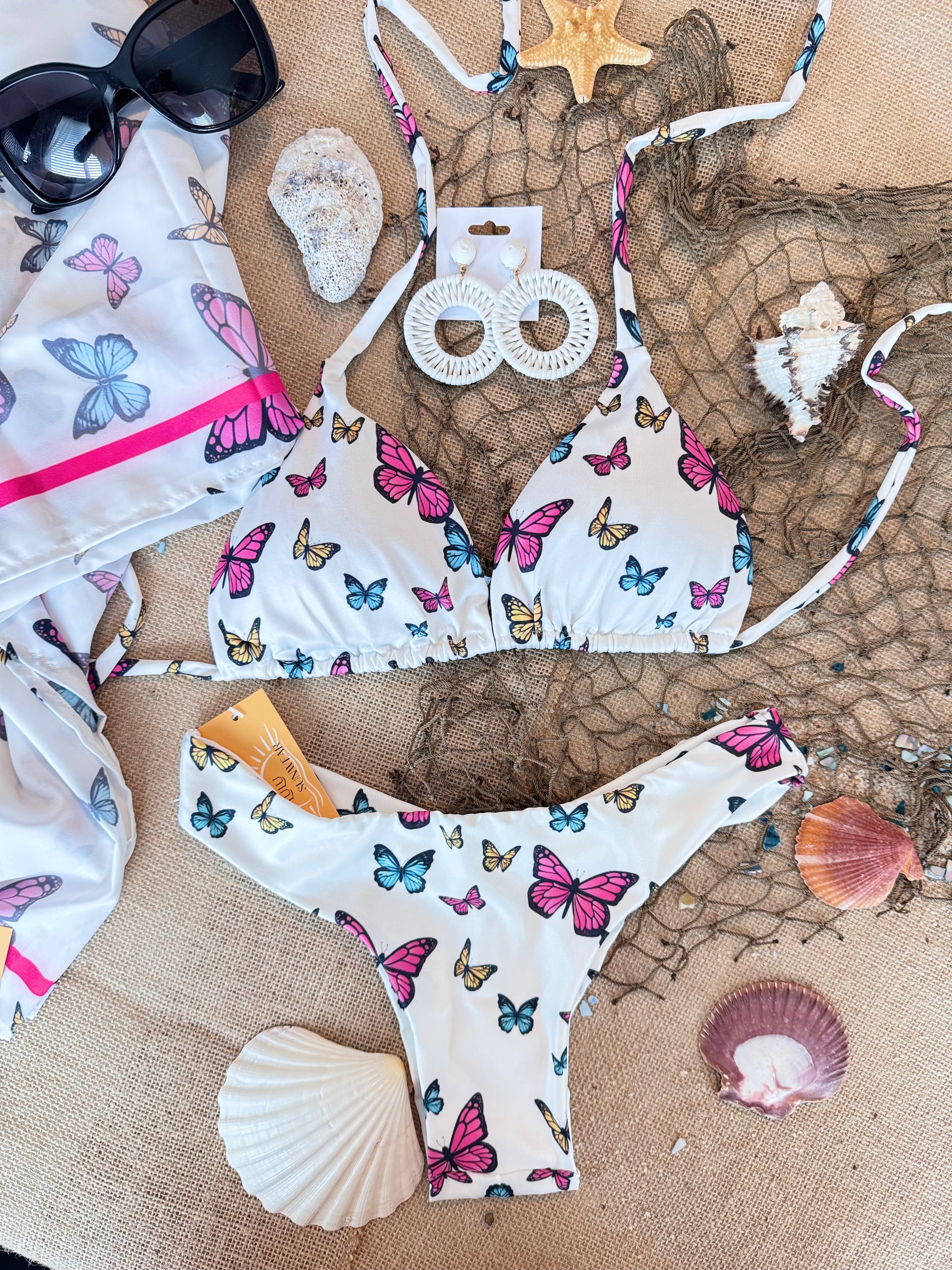 Butterfly Print Triangle Bikini Set – Playful, Stylish & Summer-Ready