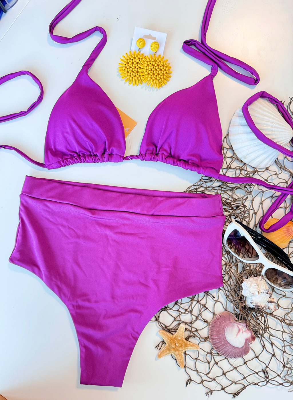Triangle Bikini Set with High-Waisted Bottom – Flattering Fit & All-Day Comfort