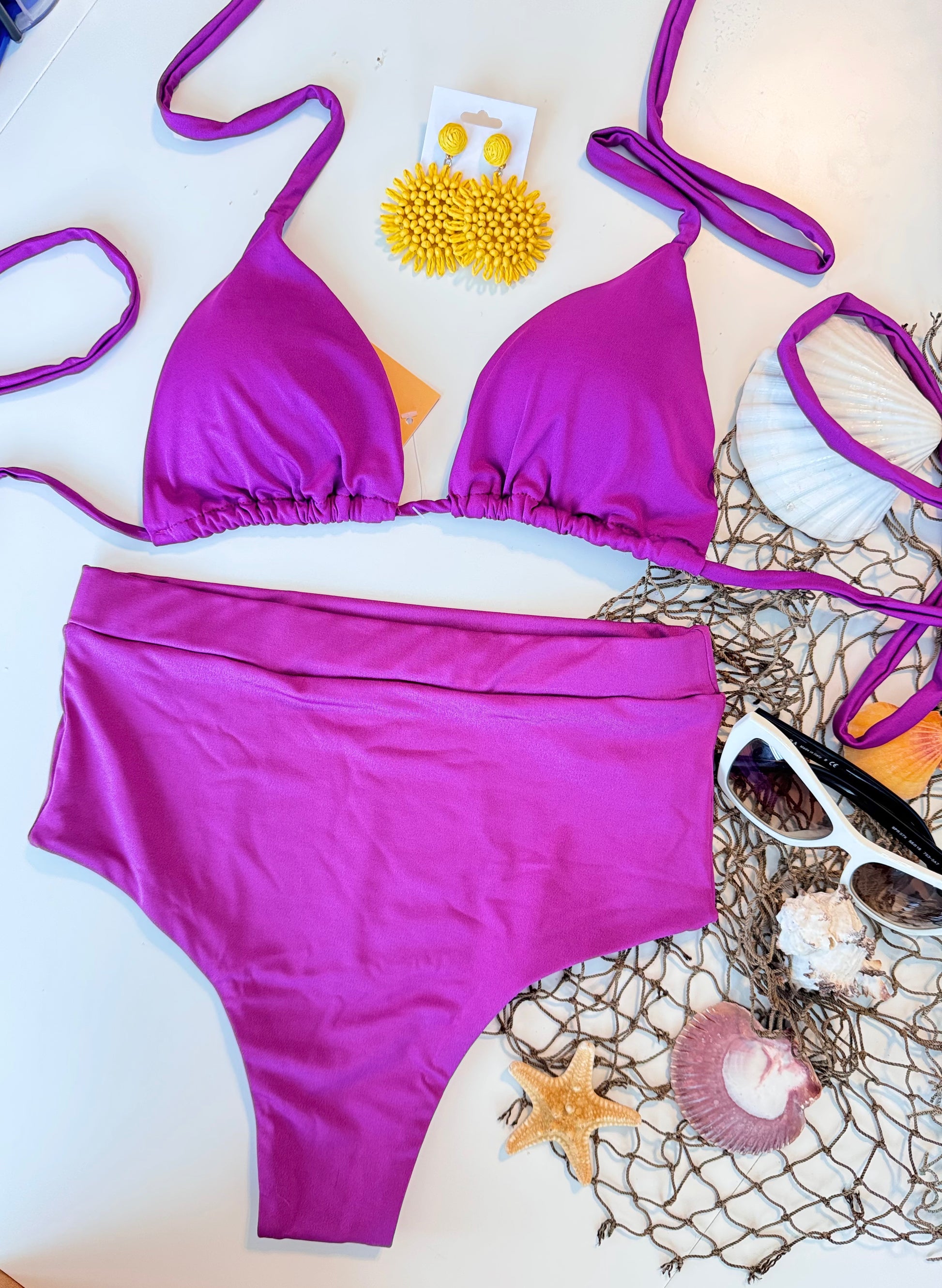 Triangle Bikini Set with High-Waisted Bottom – Flattering Fit & All-Day Comfort