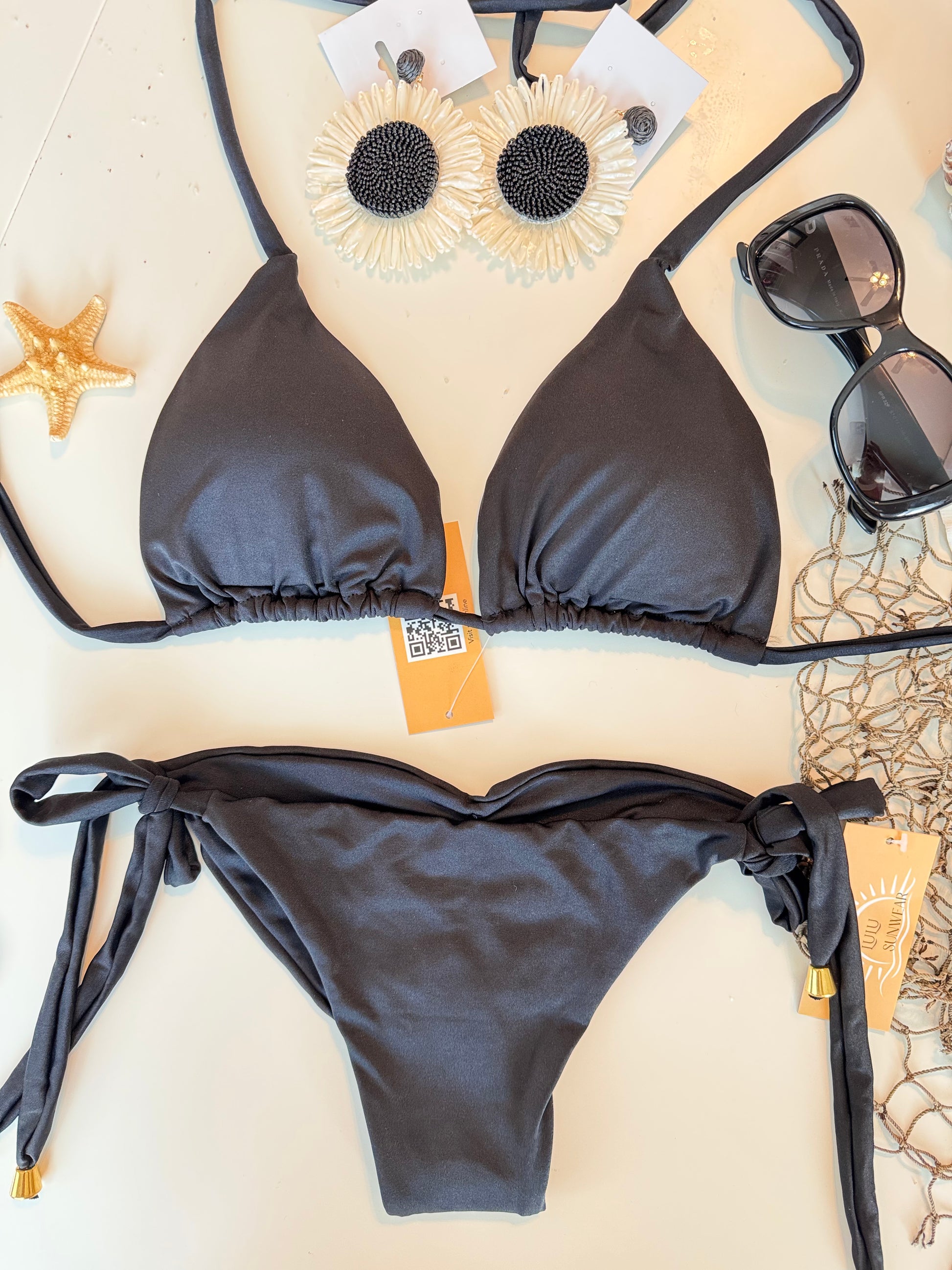 Playful Triangle Bikini Set with Tie-Side Bottoms – Stretchy, Stylish, and Summer-Ready