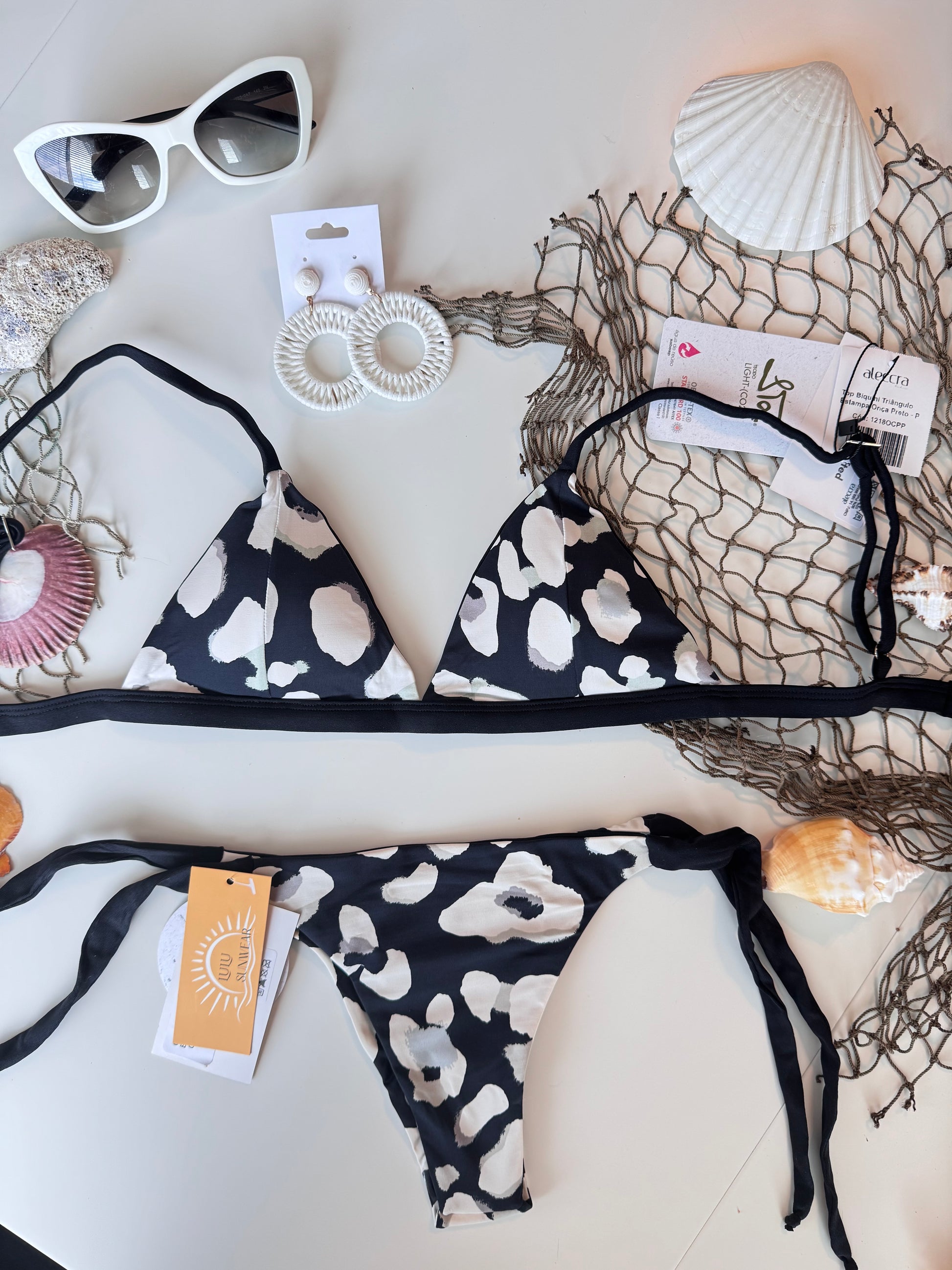 Black Leopard Print Bikini Set  90% Polyester /10% Spandex