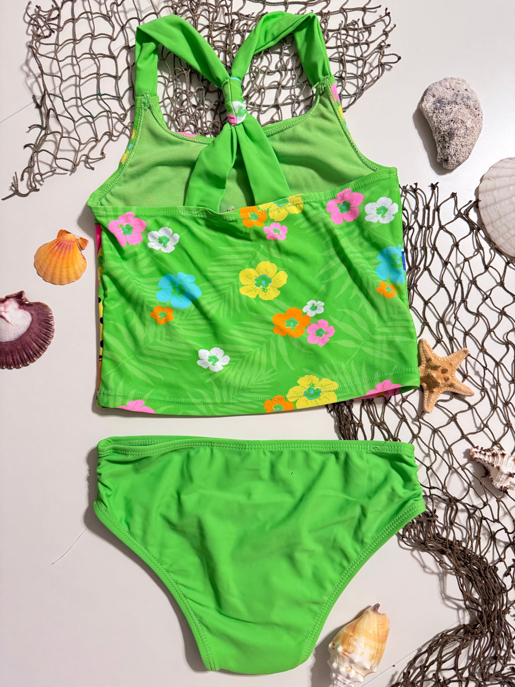 TROPICAL PRINT TANKINI NEON GREEN