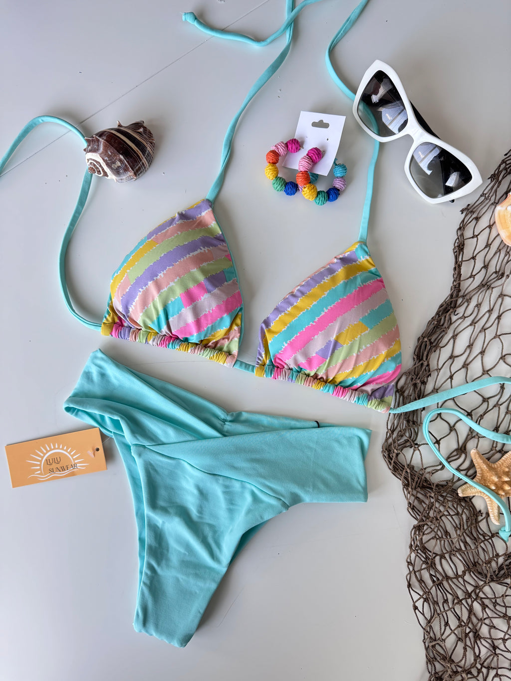 BIKINI SET MULTI COLORS TURQUOISE BOTTOM