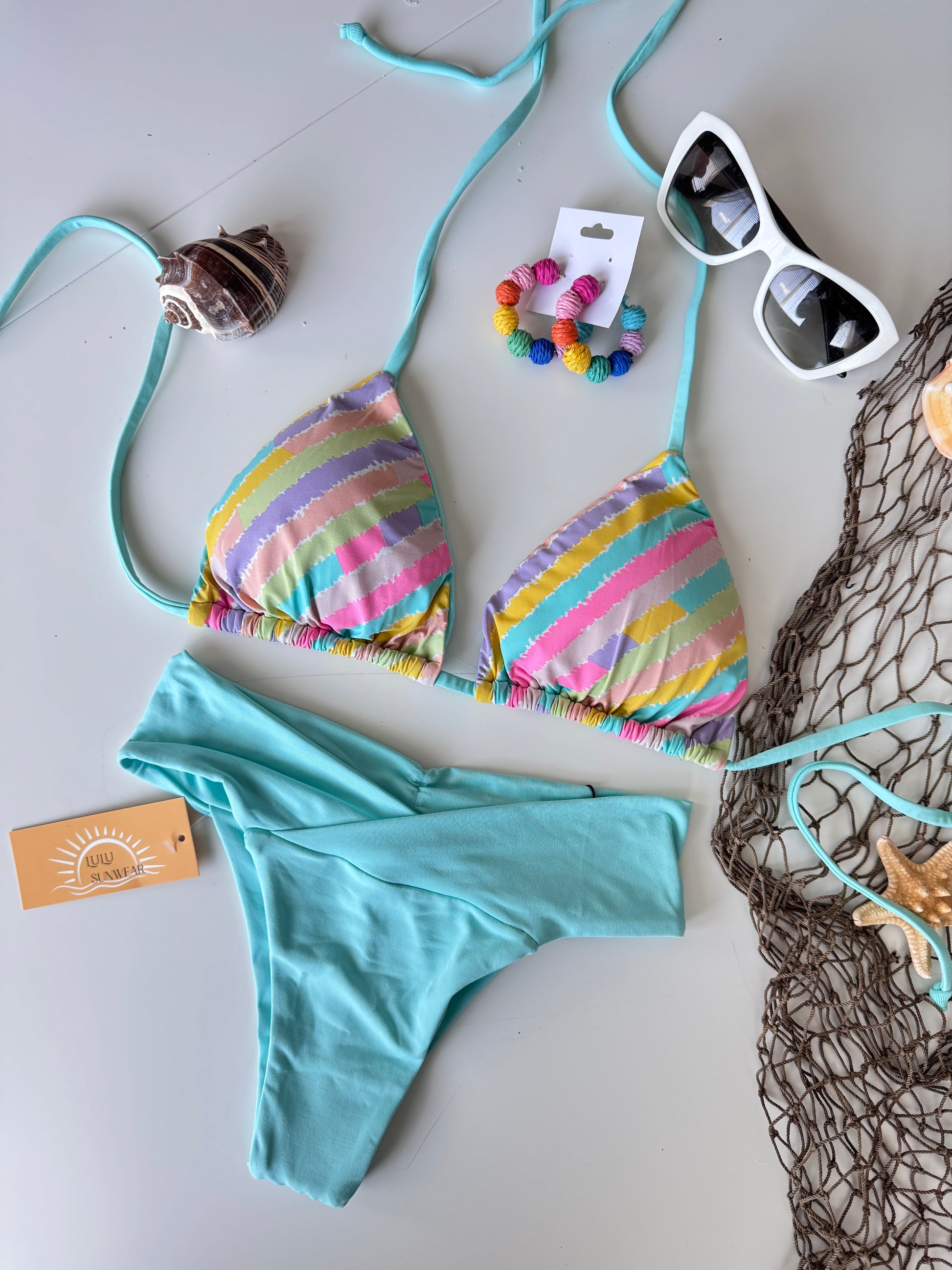 BIKINI SET MULTI COLORS TURQUOISE BOTTOM