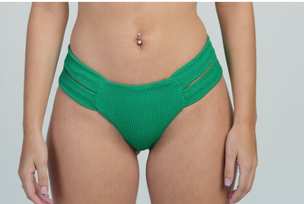 Florets Green One shoulder Cropped Bikini Set,FSP UV50+,94% Polyester & 6% spandex.